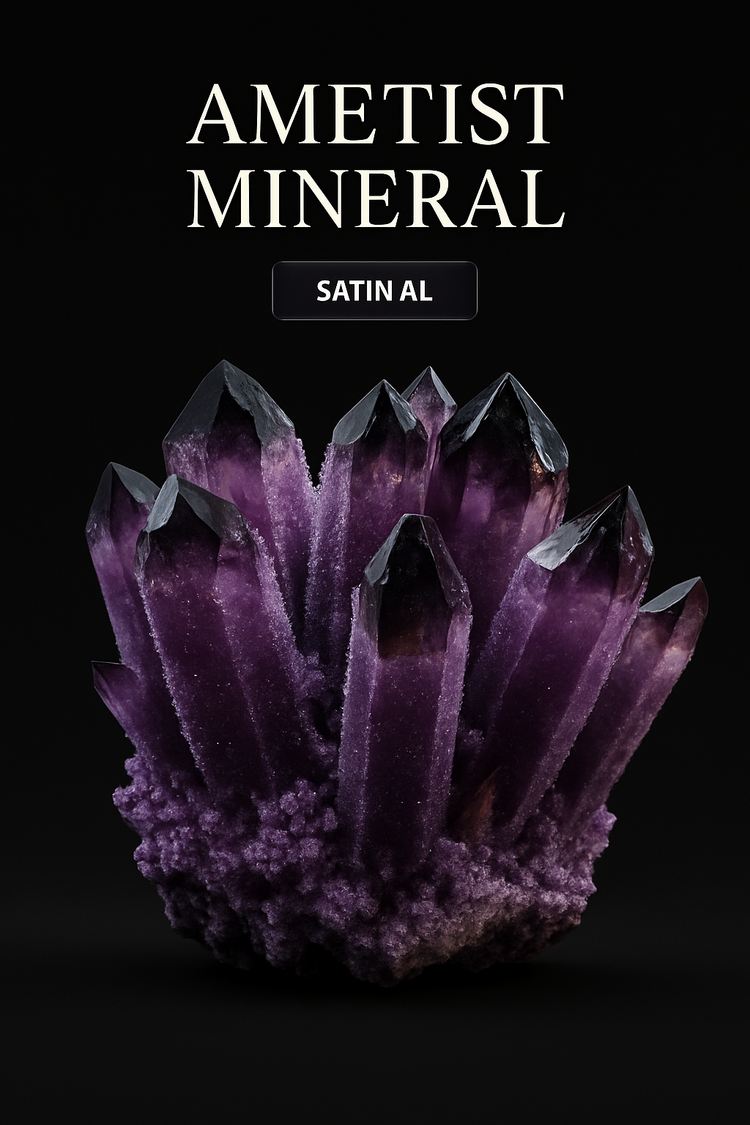 Ametist  Saf Mineral Lotus Çiçeği Model