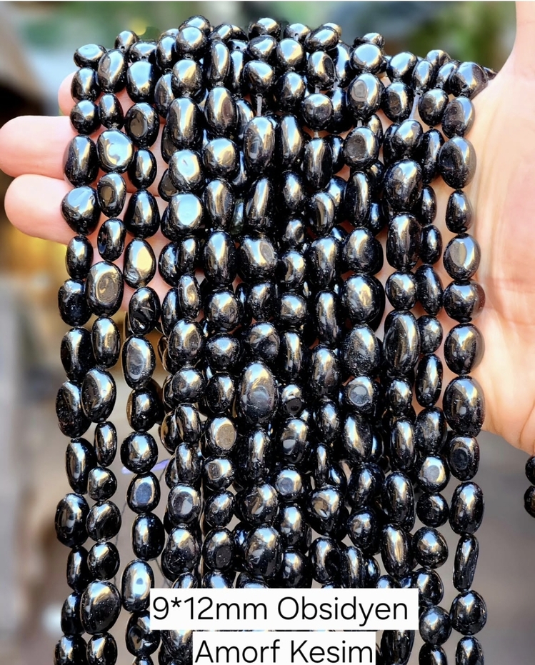 Amorf Kesim Obsidyen Taşı Dize