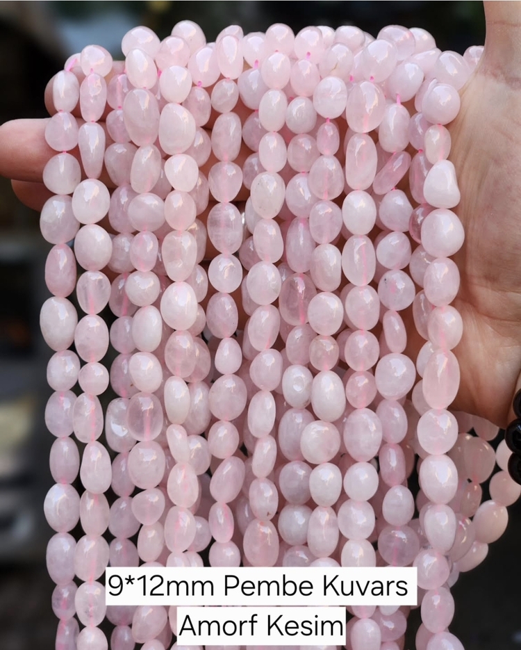 Amorf Kesim Doğal Pembe  Kuvars Taşı Dize
