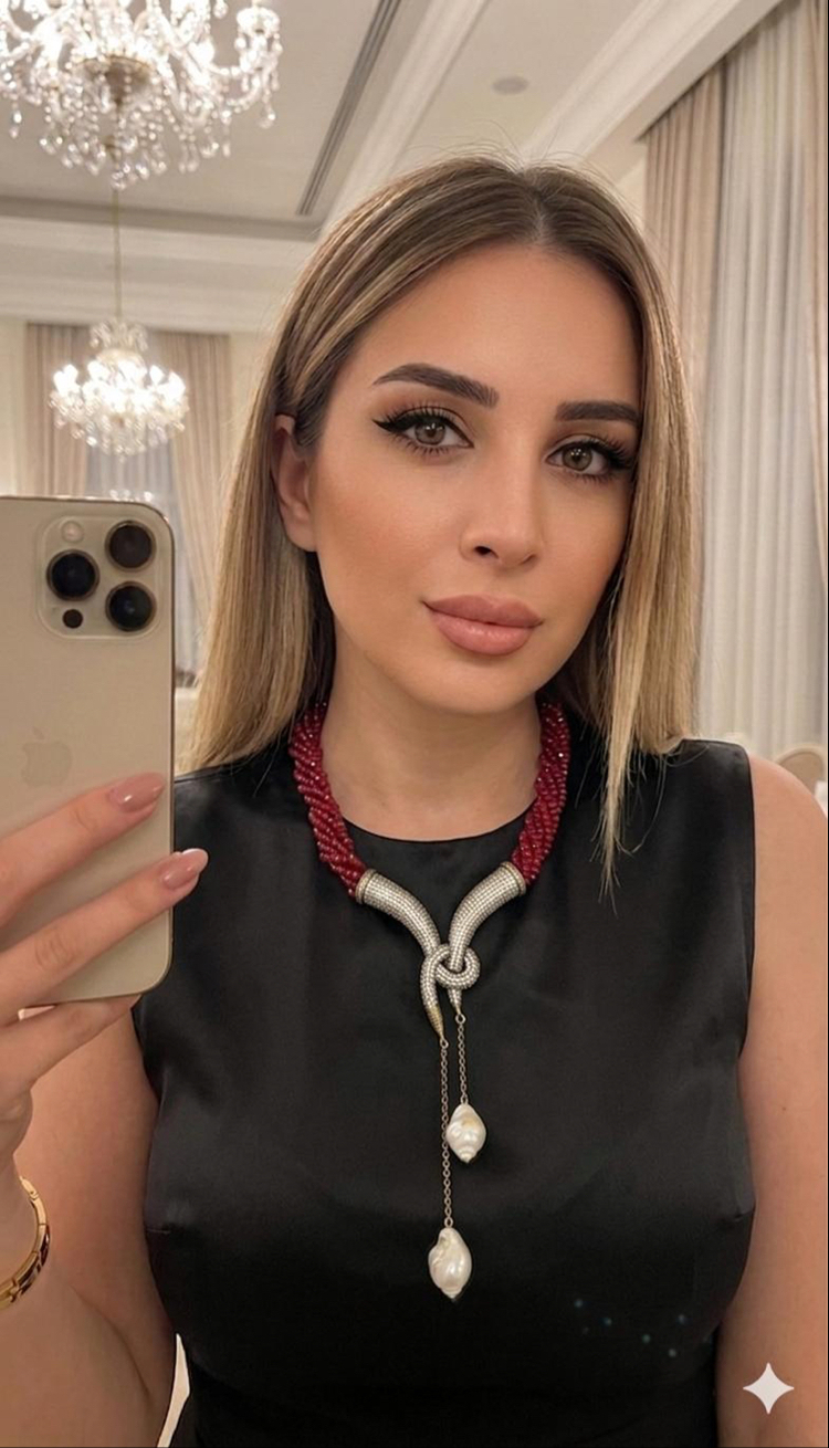 Bronz barok inci uçlu kristal kolye
