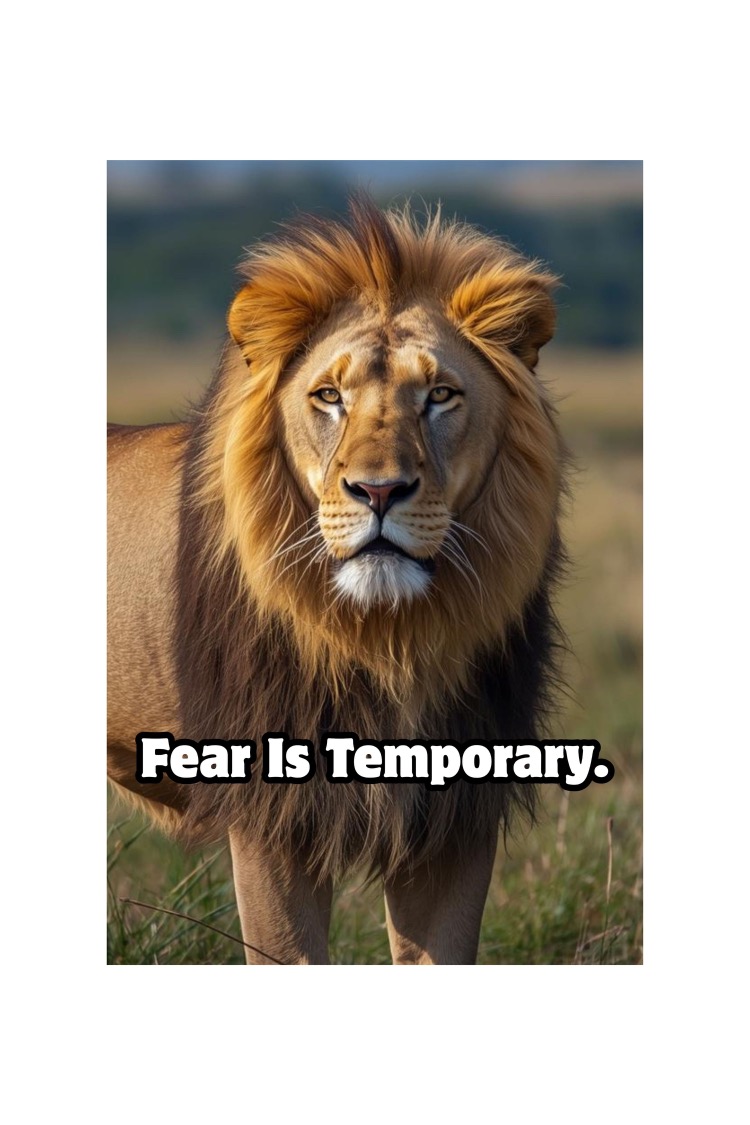 Fear Is Temporary – Motivational Lion Poster | Printable Wall Art (Digital Download)