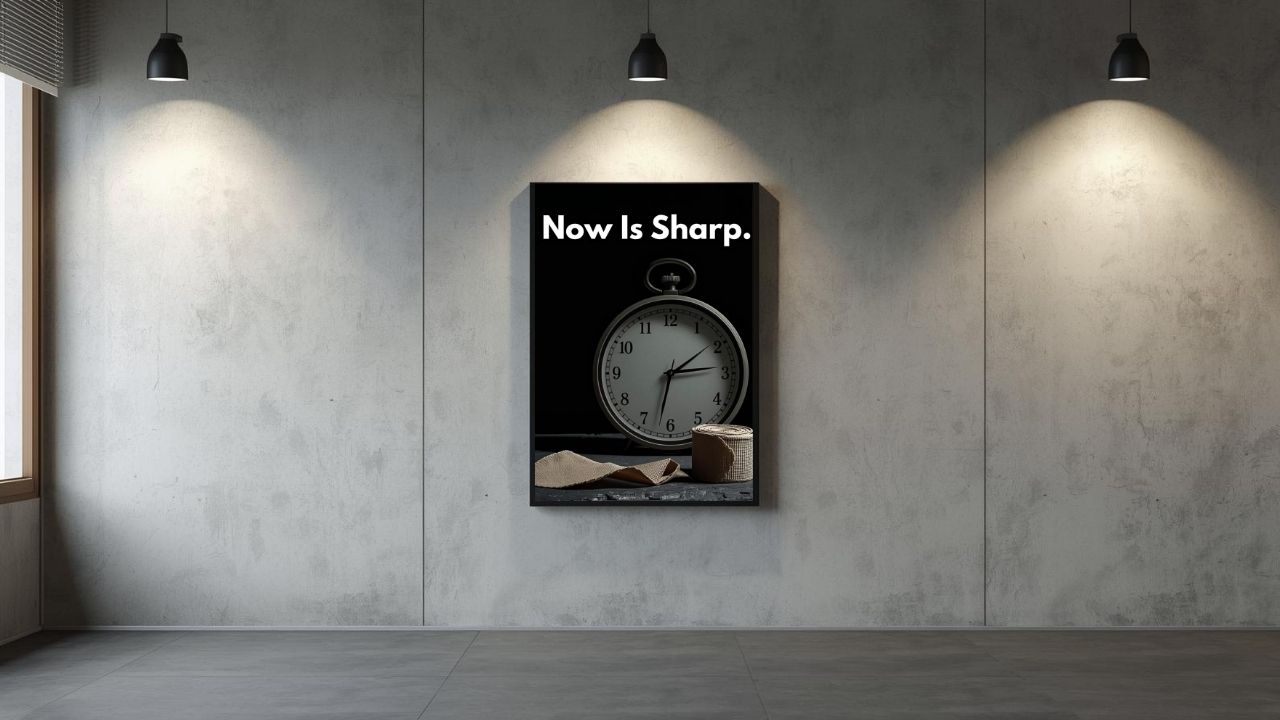 Now Is Sharp Poster | Time & Discipline Motivational Wall Art (Digital Download)