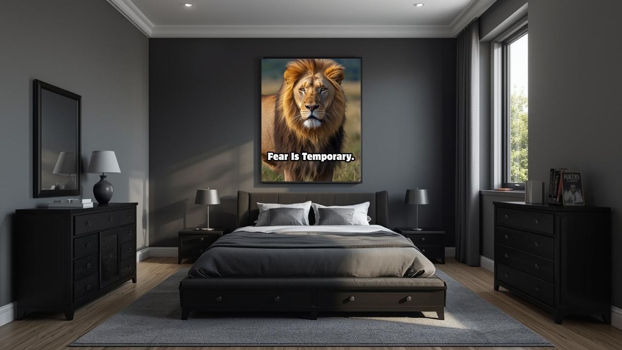 Fear Is Temporary – Motivational Lion Poster | Printable Wall Art (Digital Download)