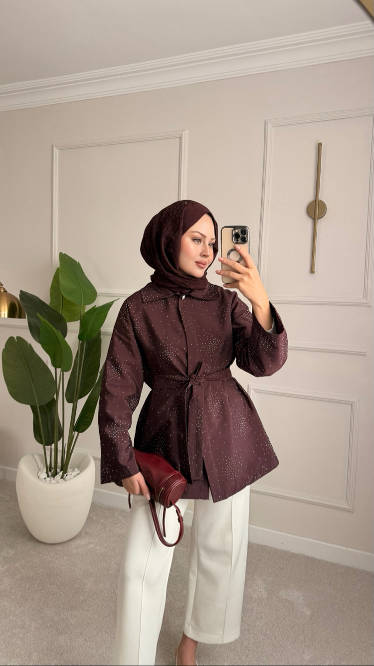 Shine ceket bordo 