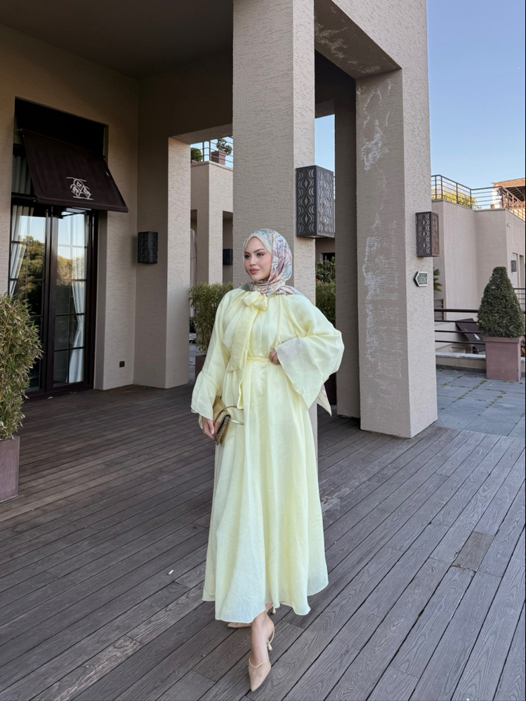 Flora elbise tereyağ sarısı