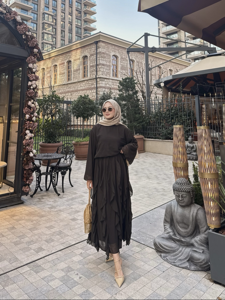 Elena takım kahverengi