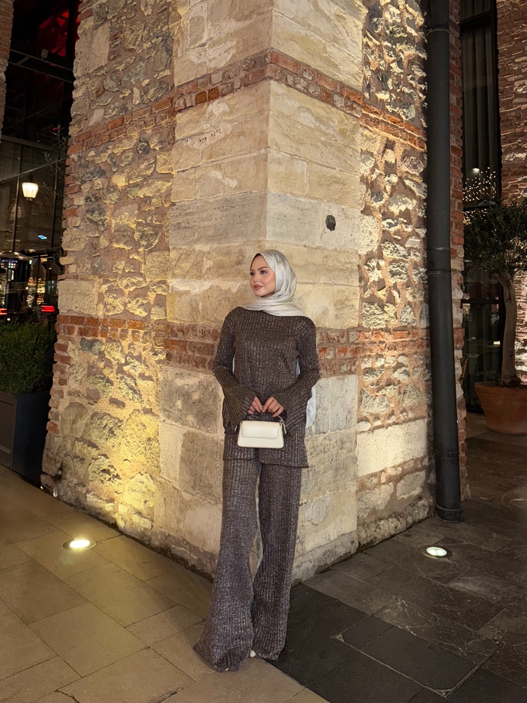Shine triko takım kahve