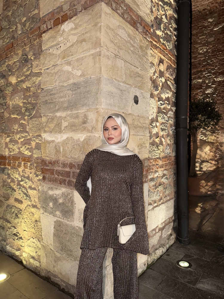 Shine triko takım kahve