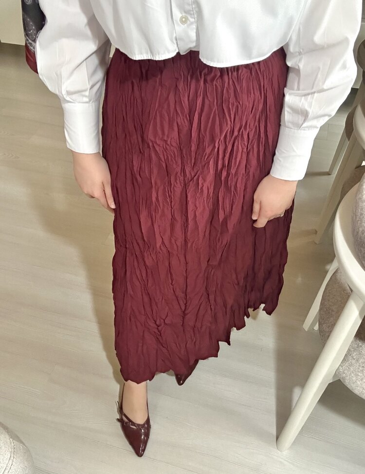 Kırışık Etek-bordo