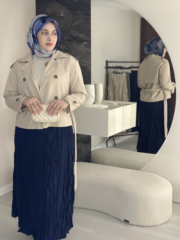 Kırışık etek-Lacivert