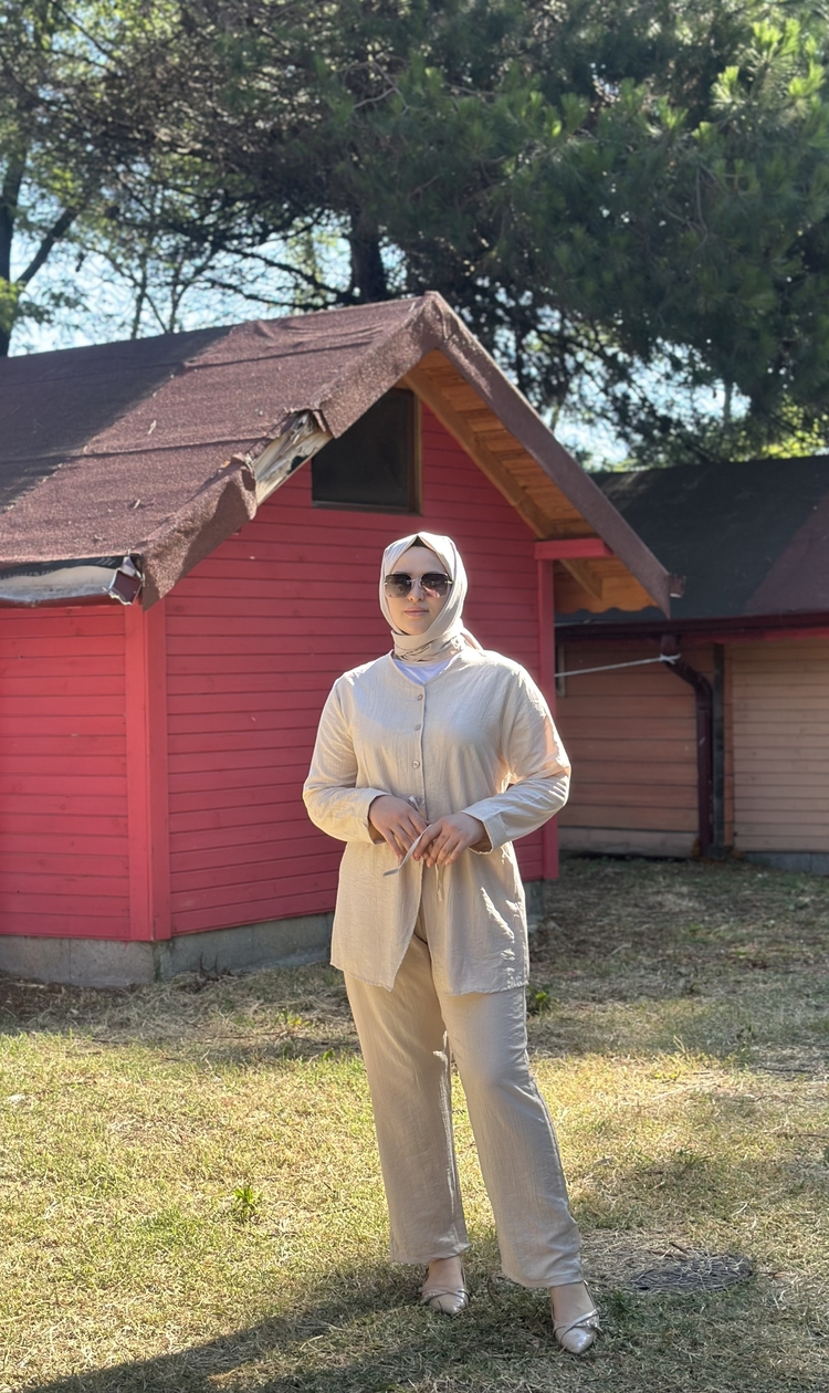 Tesettür Takım-Bej