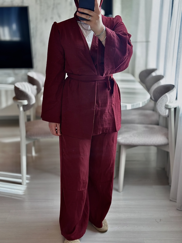 Kimono İkili Takım- Bordo 