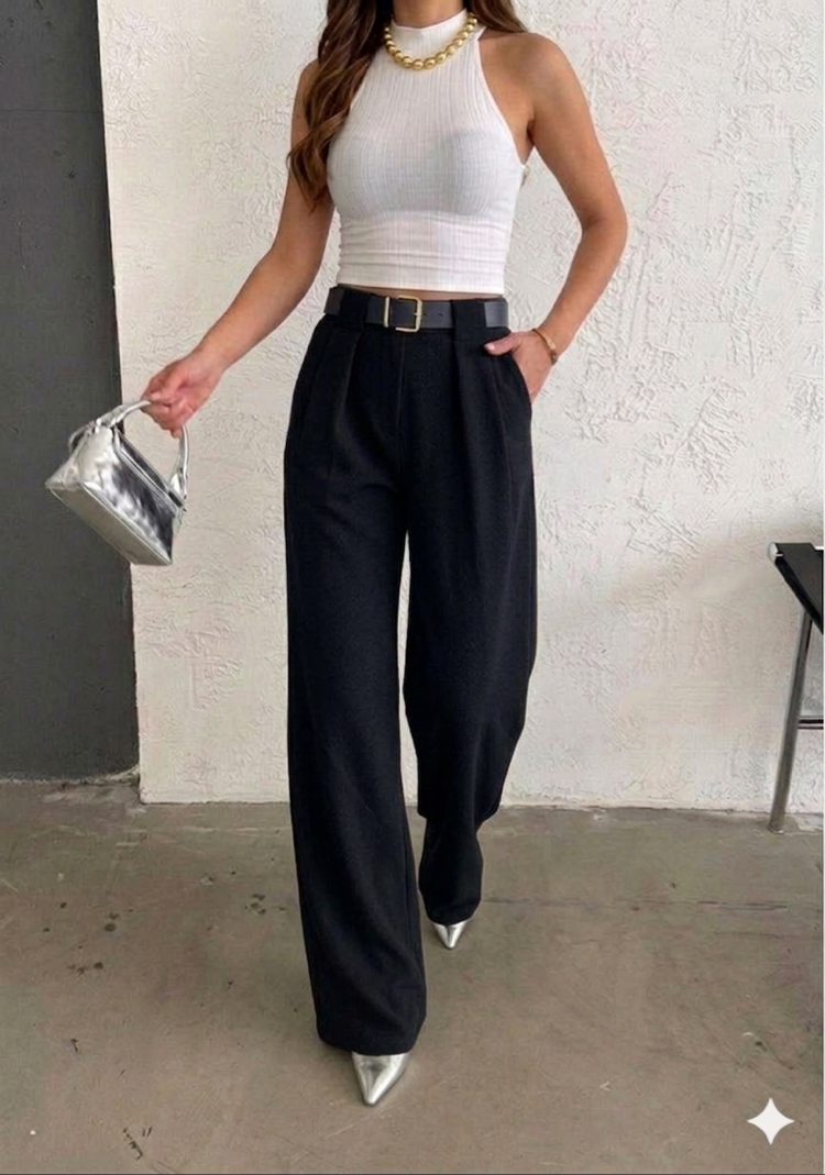 ÖRME KREP PİLE DETAYLI KEMERLİ PANTOLON✨✨