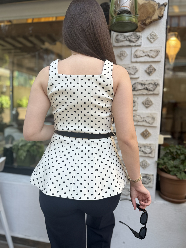 KEMER DETAY PUANTİYE PEPLUM BLUZ
