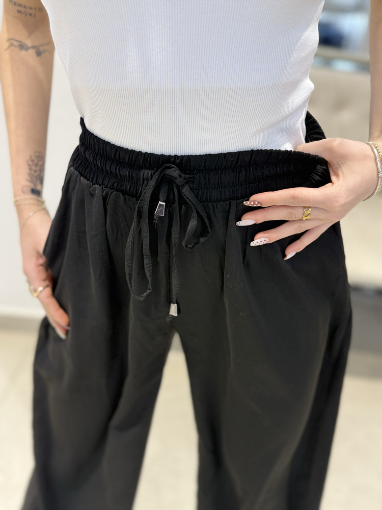 BELİ LASTİKLİ SATEN PANTOLON