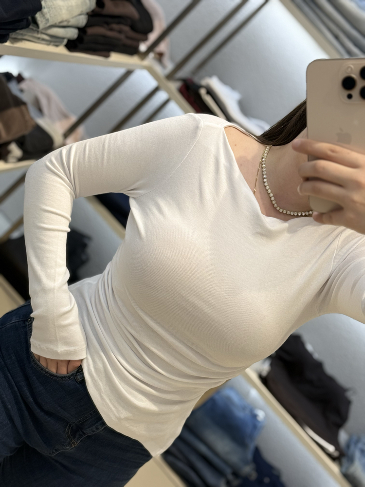 Kayık yaka asimetrik body 