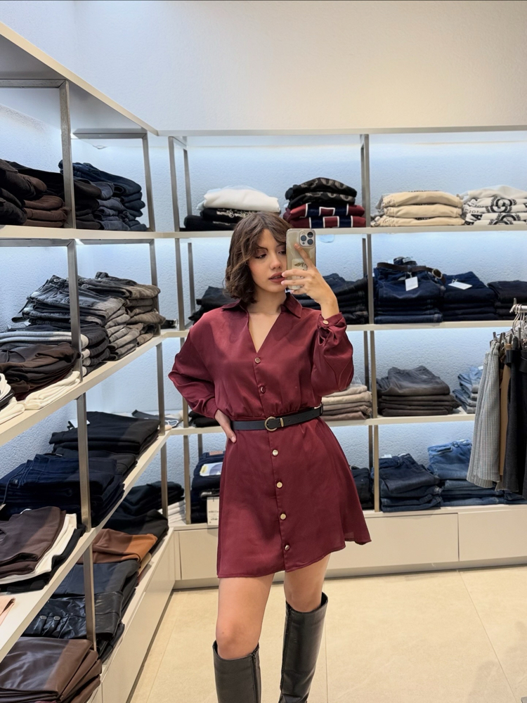 SATEN DOKULU ELBİSE