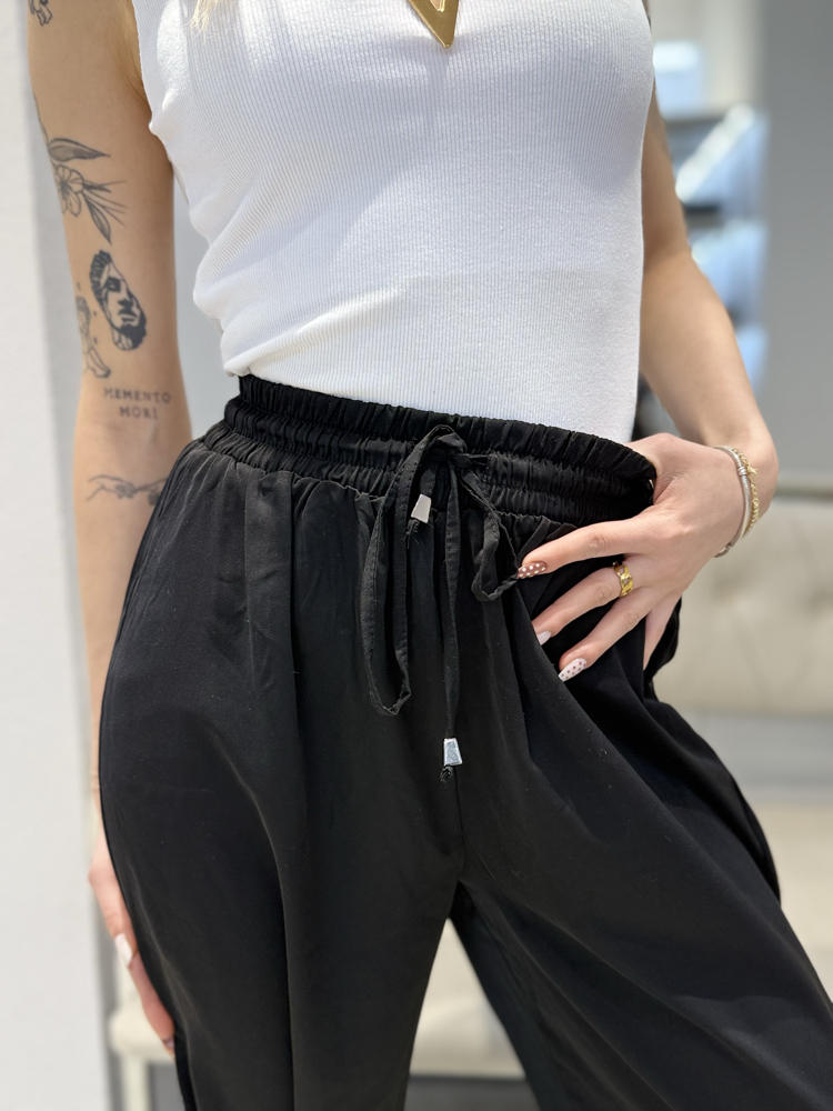 BELİ LASTİKLİ SATEN PANTOLON