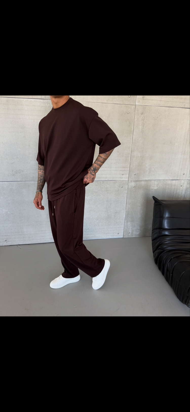 Bambu Krep Kumaş Takım Kahverengi 