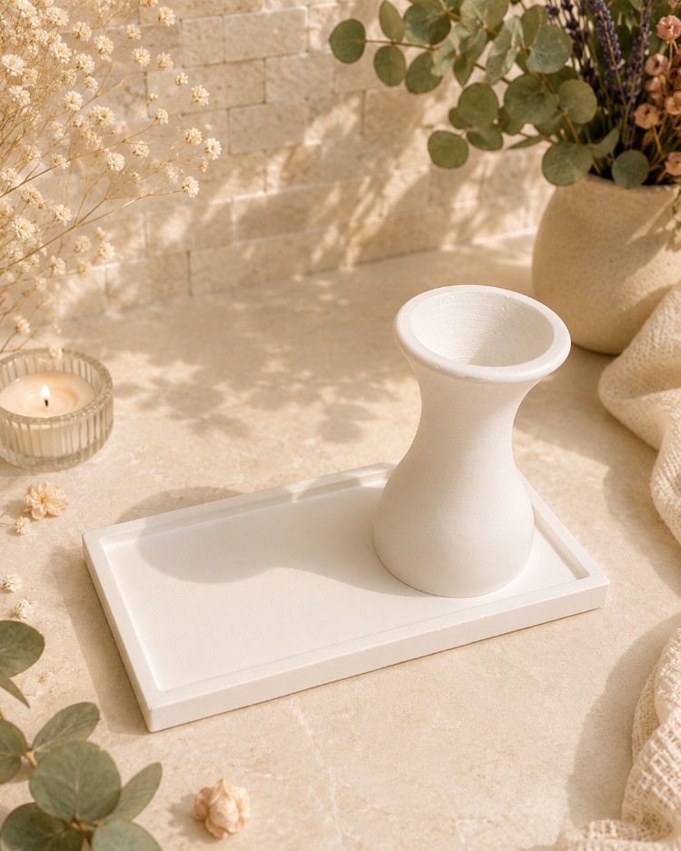 Ivory Vase Set — Vase & Tray