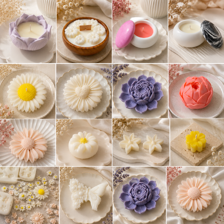 Floral Candle Favors — Organizasyon Seti (20 Adet)