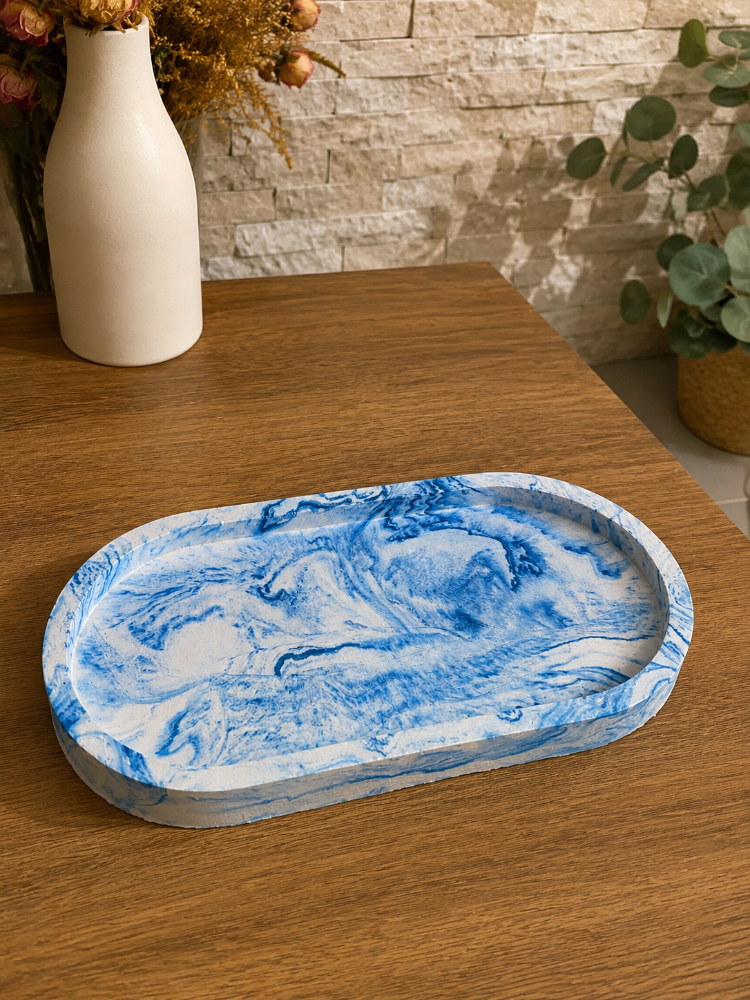 Marble Oval Tray — Ocean