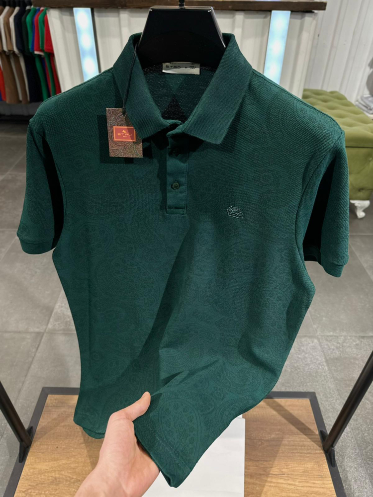 ETRO NEFTİ YEŞİL DESENLİ POLO YAKA