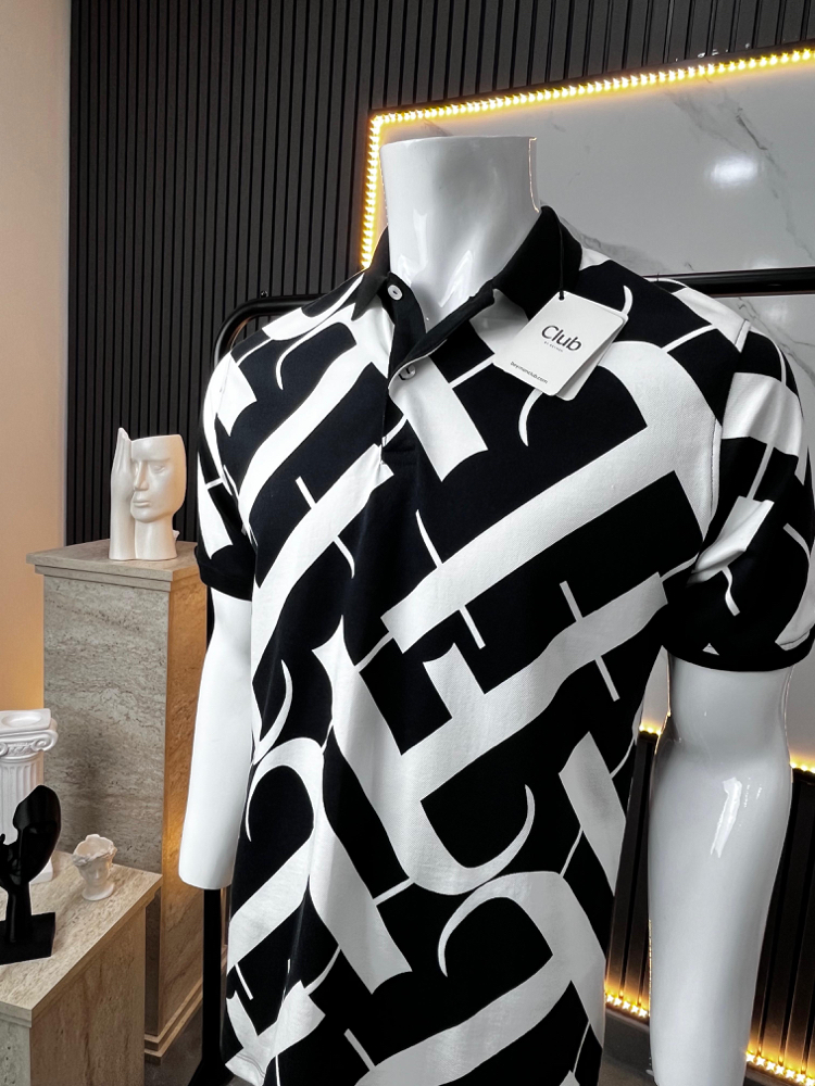 BEYMEN DESENLİ KUMAŞ POLO YAKA