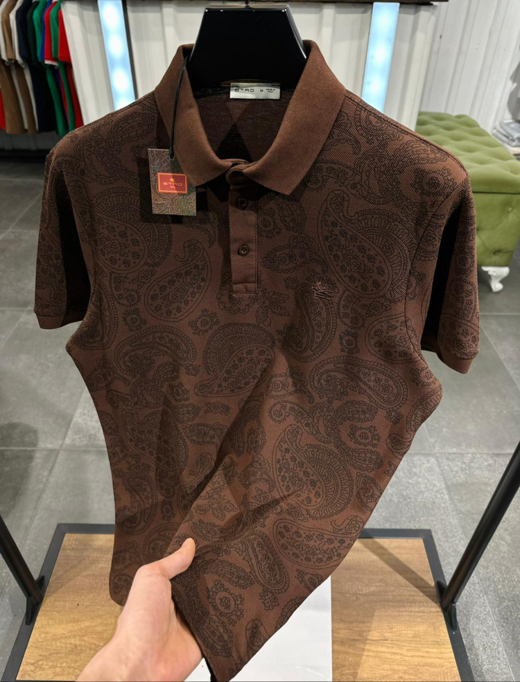 ETRO KAHVERENGİ DESENLİ POLO YAKA