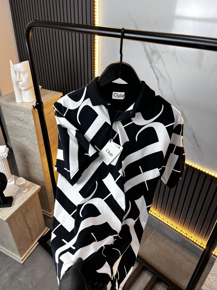 BEYMEN DESENLİ KUMAŞ POLO YAKA