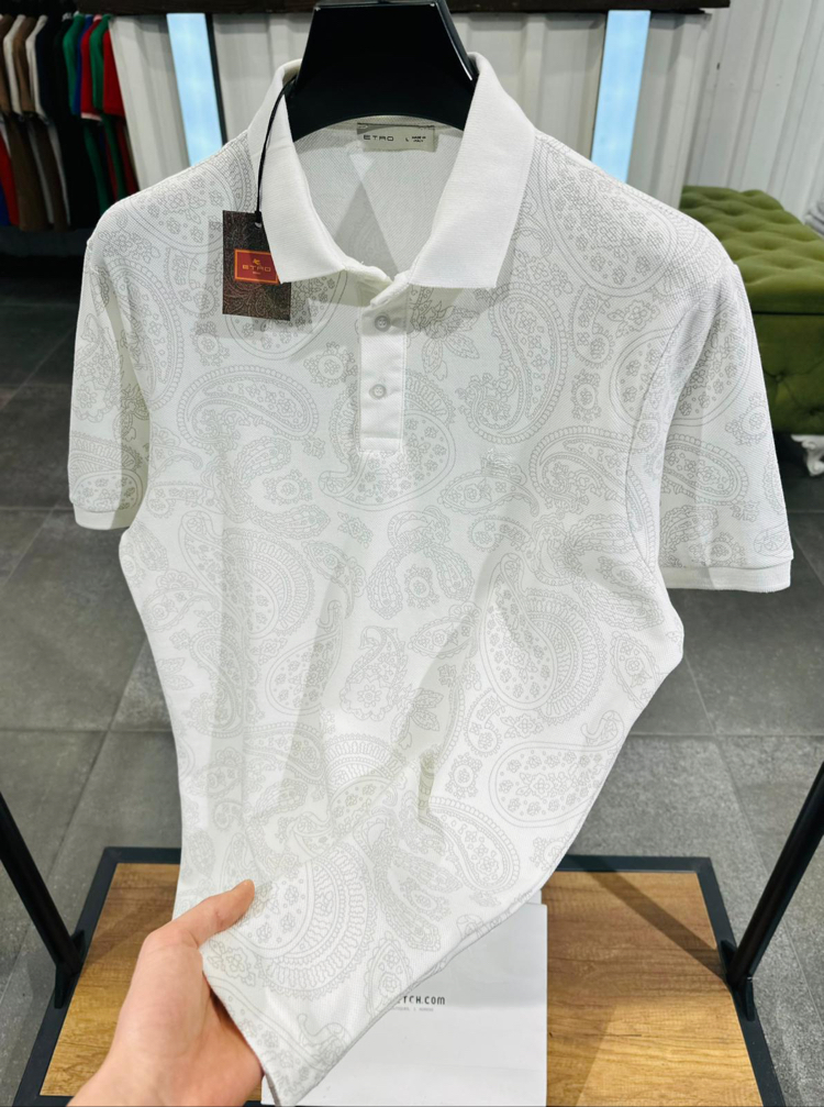 ETRO BEYAZ DESENLİ POLO YAKA