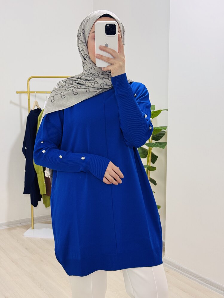 DÜĞMELİ MERSERİZE TUNİK SAKS