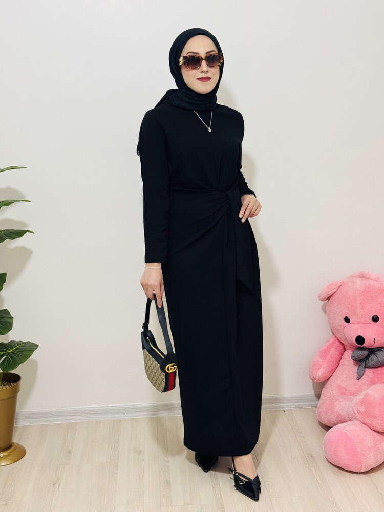 MİRZADE BAĞLAMA DETAYLI ELBİSE SİYAH