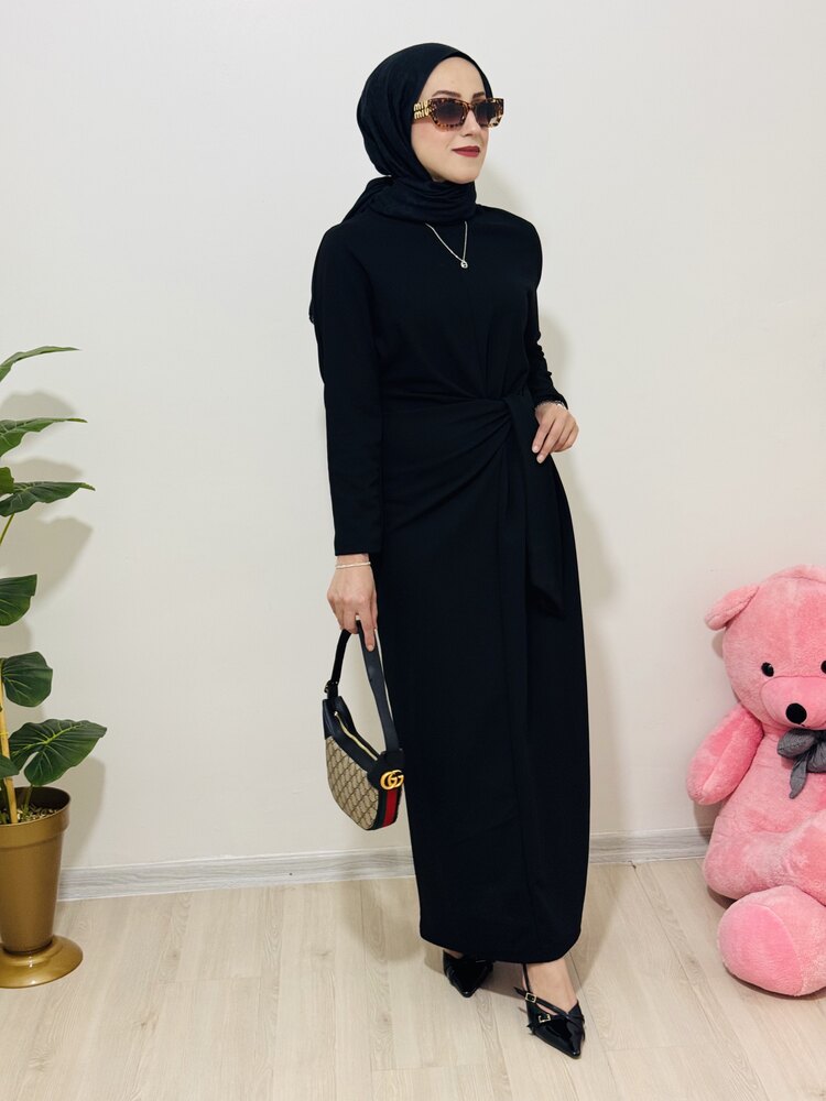 MİRZADE BAĞLAMA DETAYLI ELBİSE SİYAH