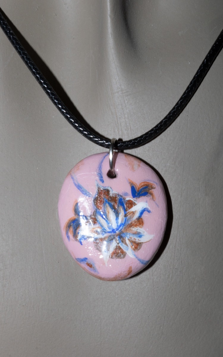 Handmade clay ornament amulet necklace 