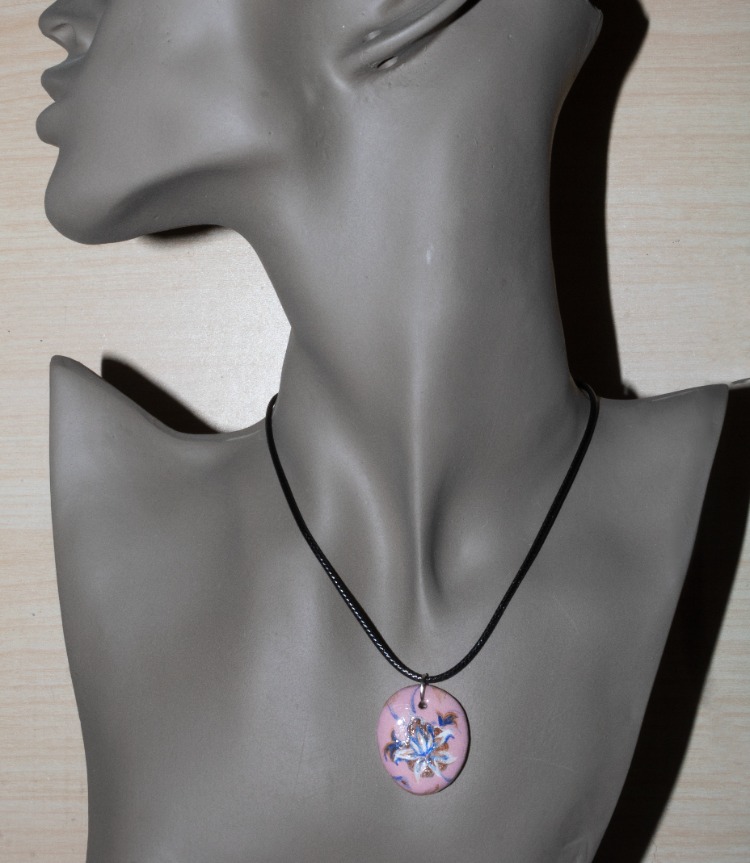 Handmade clay ornament amulet necklace 