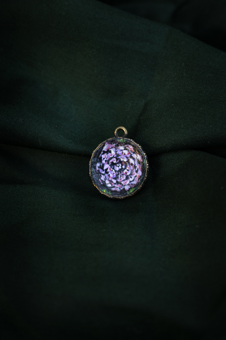 Tiny hand-painted Aster flower necklace