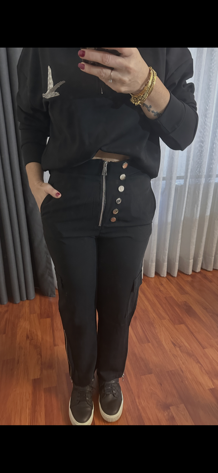 Fermuar detaylı pantolon