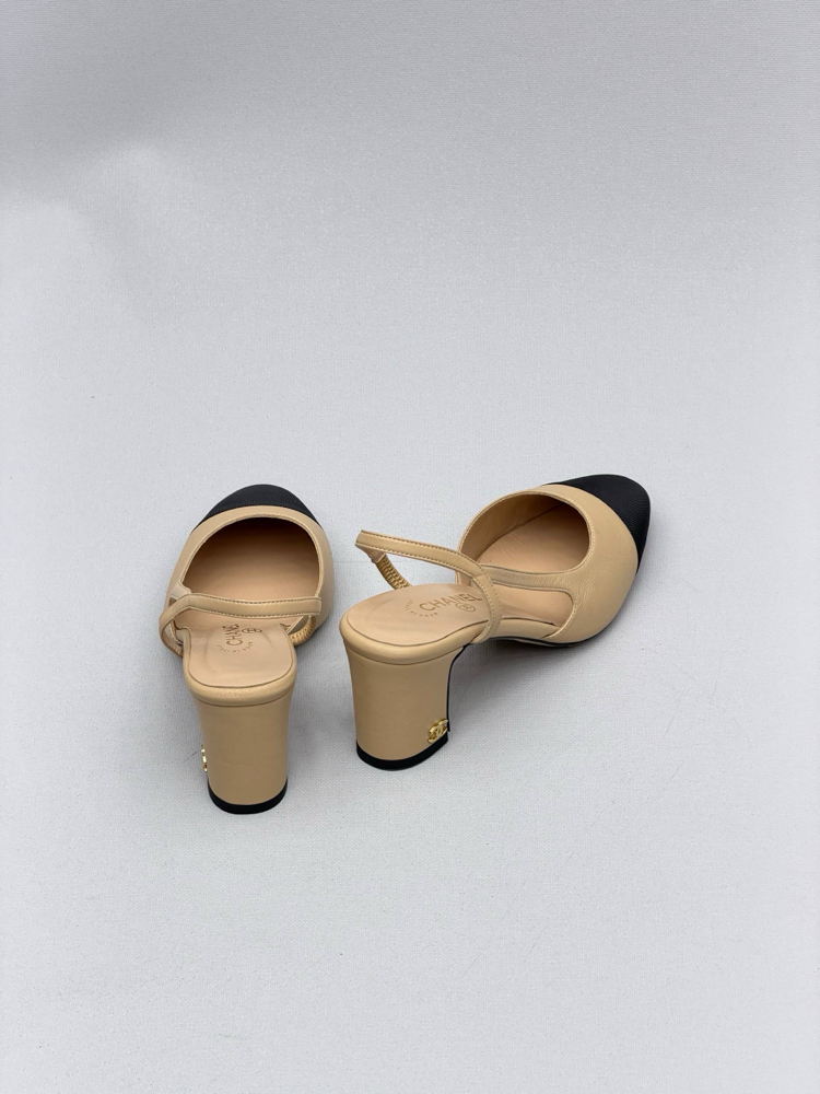 Chanel Slingback Topuklu Ayakkabı | Hakiki Deri İthal
