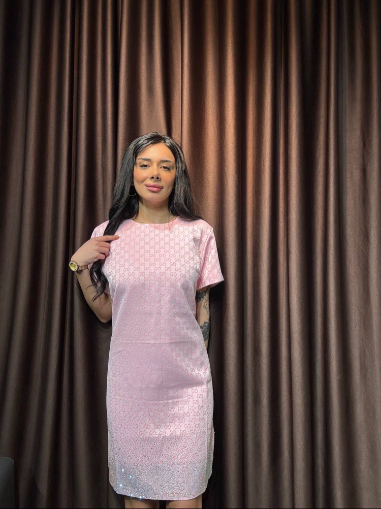 GUCCİ TAŞLI ELBİSE - Pembe