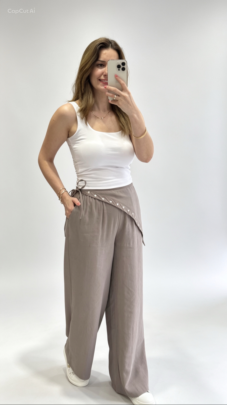Kuşaklı vizon pantolon