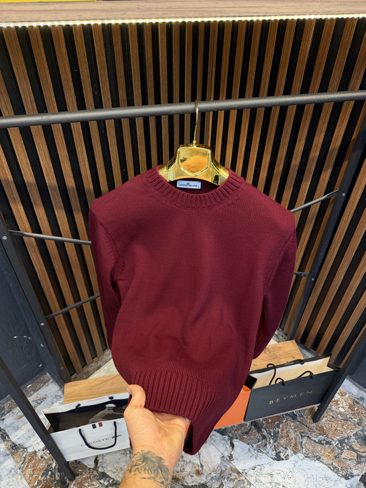 STONE ISLAND TRİKO SWEATSHİRT (BORDO)