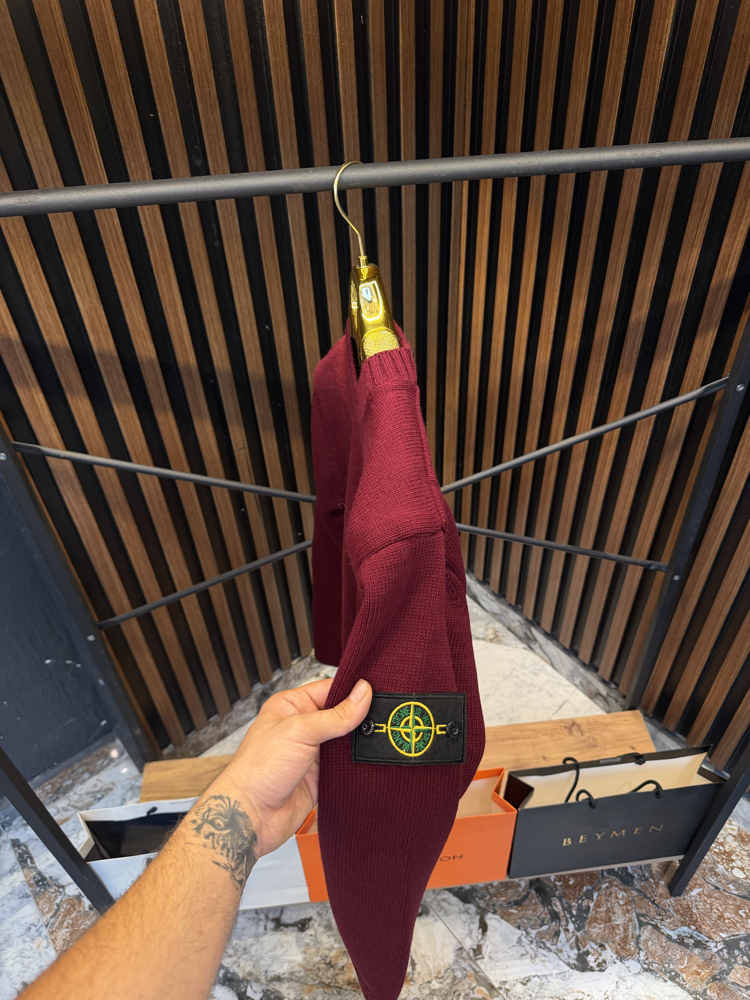 STONE ISLAND TRİKO SWEATSHİRT (BORDO)