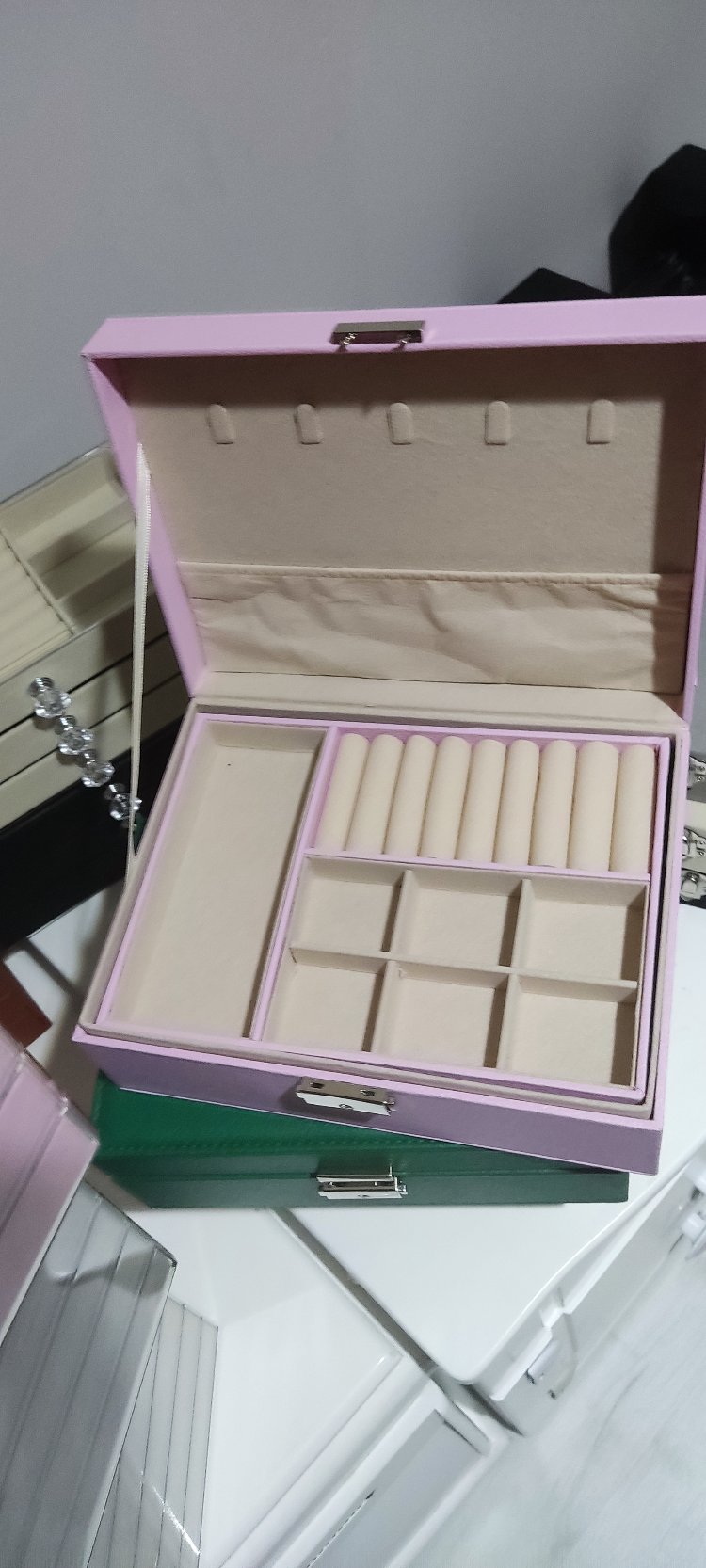 pembe 2 katli takı kutusu