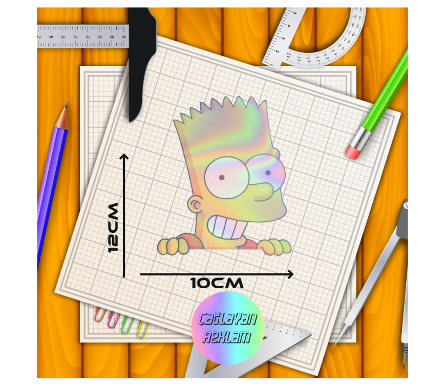 simpson Sticker Araba, Motorsiklet, Kask, Laptop, Cam Sticker 12x10 Cm