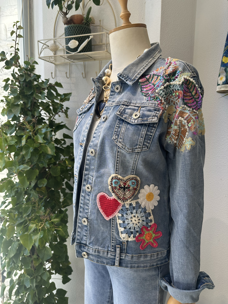 Boho Patch Denim Ceket