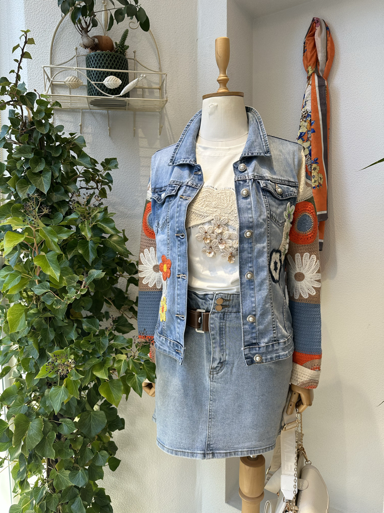 Çiçek Denim Ceket