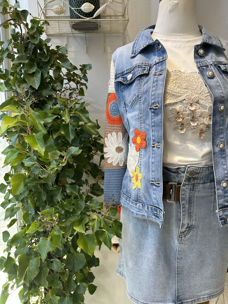 Çiçek Denim Ceket