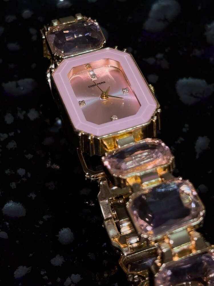 Pembe Swarovski Model Kristal Saat | Gold
