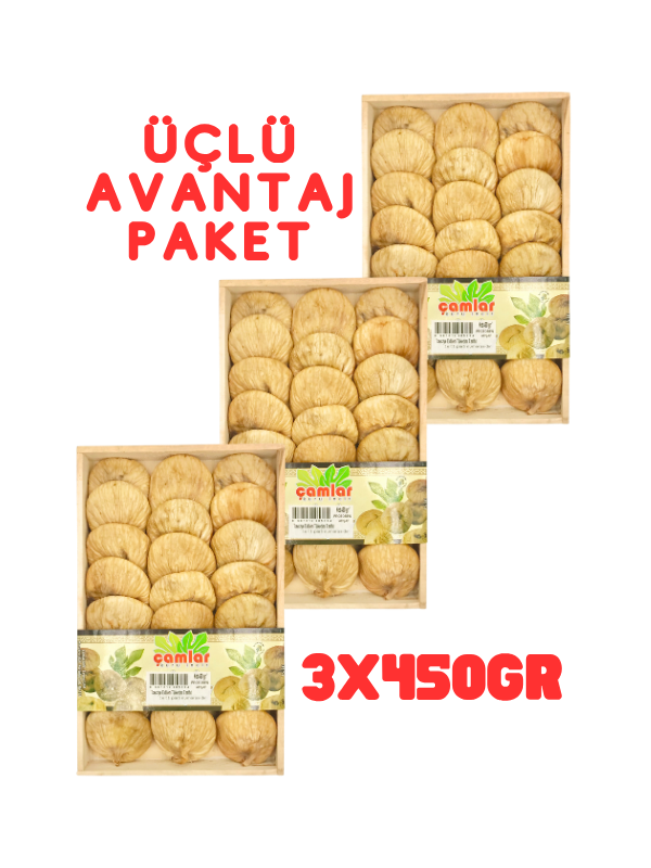 Çamlar 3’lü Avantaj Paket Doğal Kuru İncir Orta Boy 450gr X 3 Adet